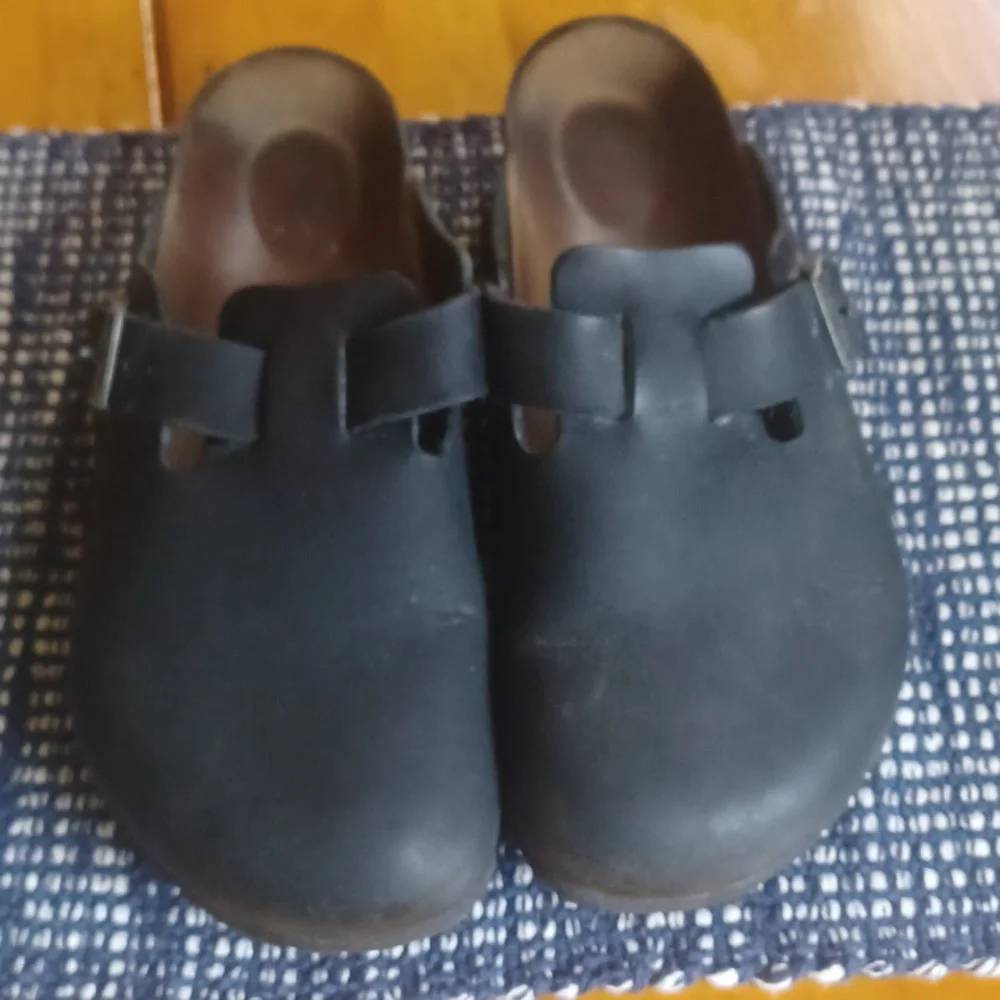 Boston Birkenstock Black Leather Men 10 - Picture 2 of 10